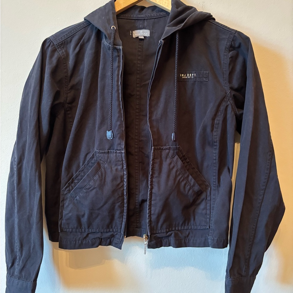 NAF NAF Cotton Canvas Hooded Cropped Jacket M
